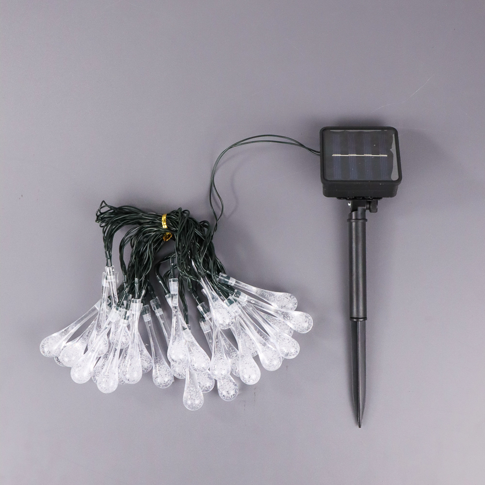 TaffLED Lampu Hias String Lights Raindrop Solar 30LED 6.5M Warm White