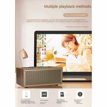 Gambar produk MOMO Portable Wireless Speaker Vintage Wood Bluetooth 5.0 1200mAh - XM-5H