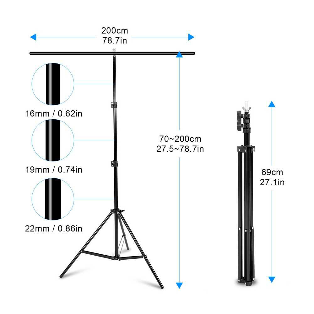 Gambar produk TaffSTUDIO Stand Background Backdrop T-Shape 4 Clamp 200x200cm - M139