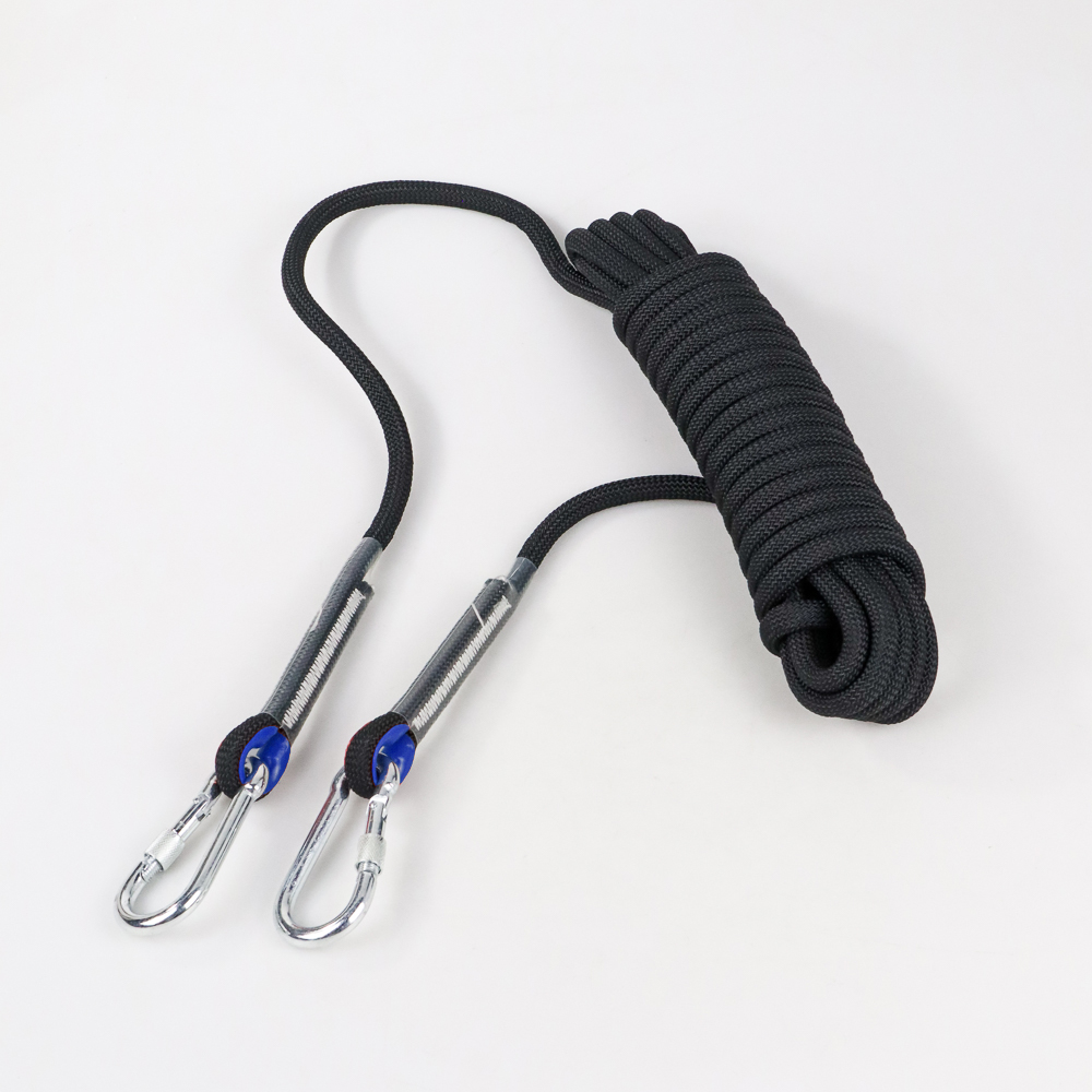 Tali Paracord Panjang Tebing Climbing Rope 10 mm 20 Meter with Steel Buckle P4 Black