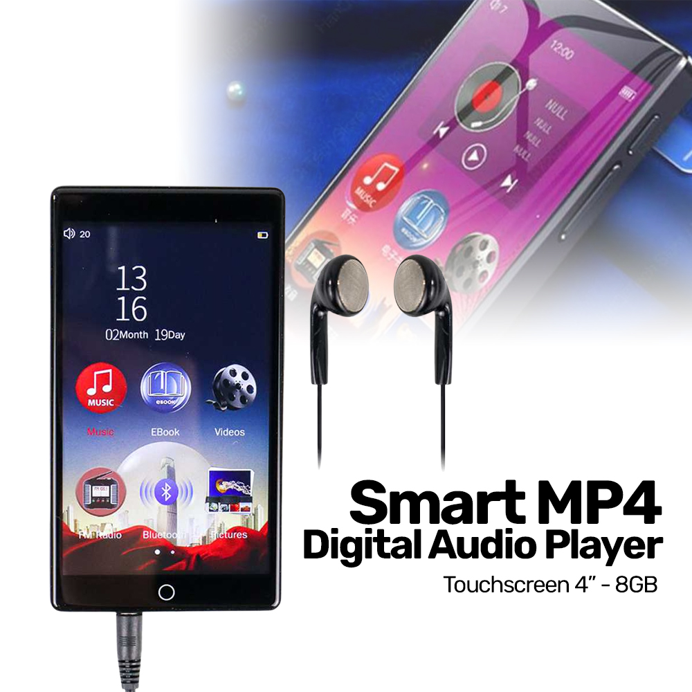 Ruizu Smart MP4 Digital Audio Player Bluetooth Touchscreen 4 Inch 8GB