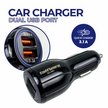 USB Charger, Car Charger, Charging Dock - Taffware Car Charger Dual USB Port 3.1A QC3.0 - DC-681 - Black