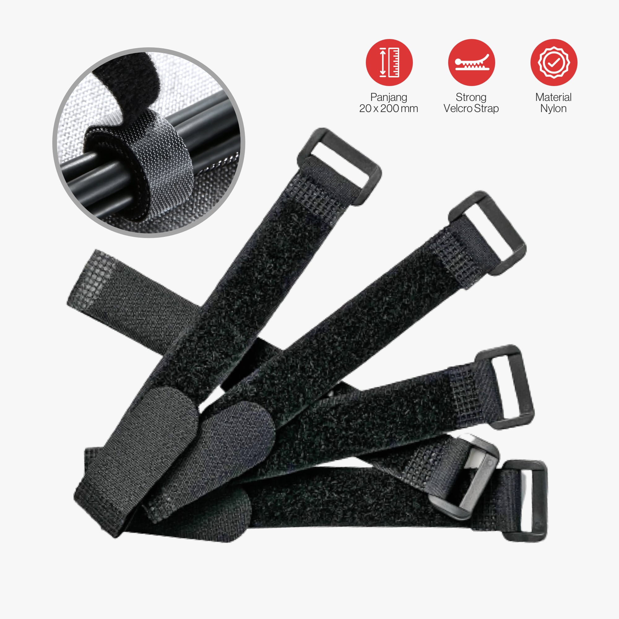 ODS Velcro Strap Cable Management 20 x 200 mm Nylon 10 PCS EMVB