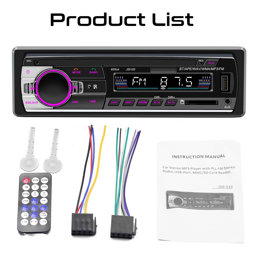 Occkic Tape Mobil MP3 Player Audio Car Bluetooth Hands Free Call 12V