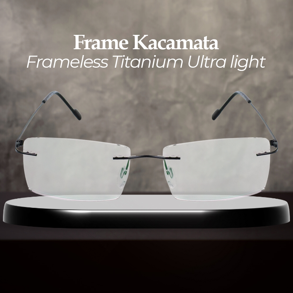 FONEX Frame Kacamata Frameless Titanium Ultra Light JHY295 Black