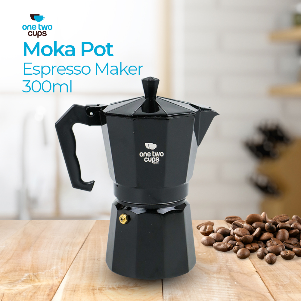 One Two Cups Espresso Coffee Maker Moka Pot Teko Stovetop Filter 300 ml