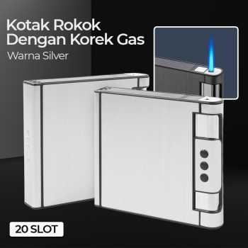 Focus Kotak Rokok 20 Slot dengan Korek Gas - JD-YH072 - Silver