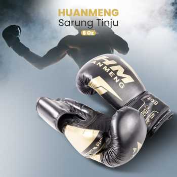 HUANMENG Sarung Tinju MMA UFC Boxing Muay Thai Glove 6 OZ - AHM01 - Black Gold