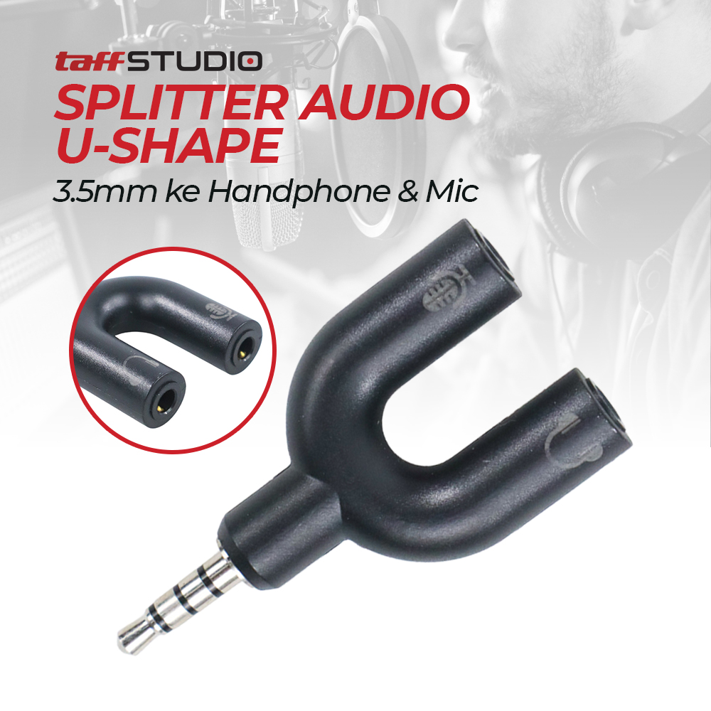 Gambar produk TaffSTUDIO Splitter Audio Shape U 3.5mm ke Headphone & Mic - K0650