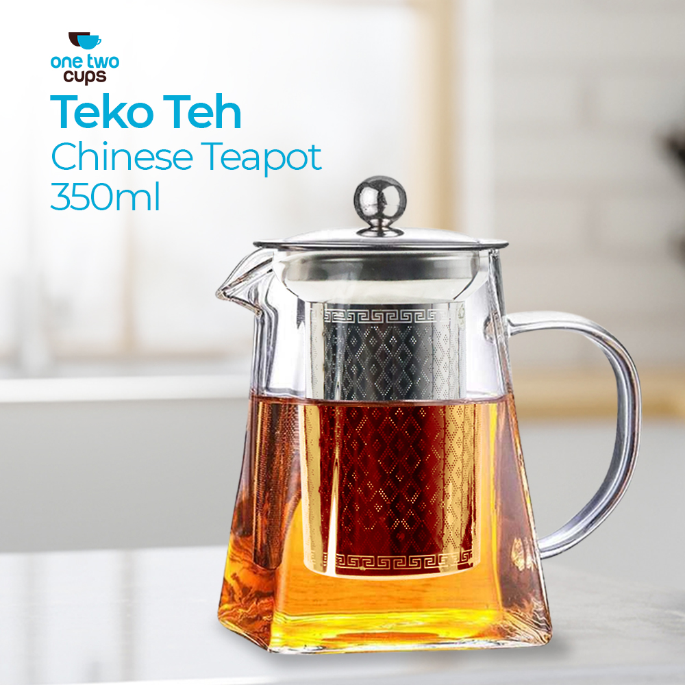 One Two Cups Teko Pitcher Teh Chinese Teapot Maker Glass 350 ml TP
