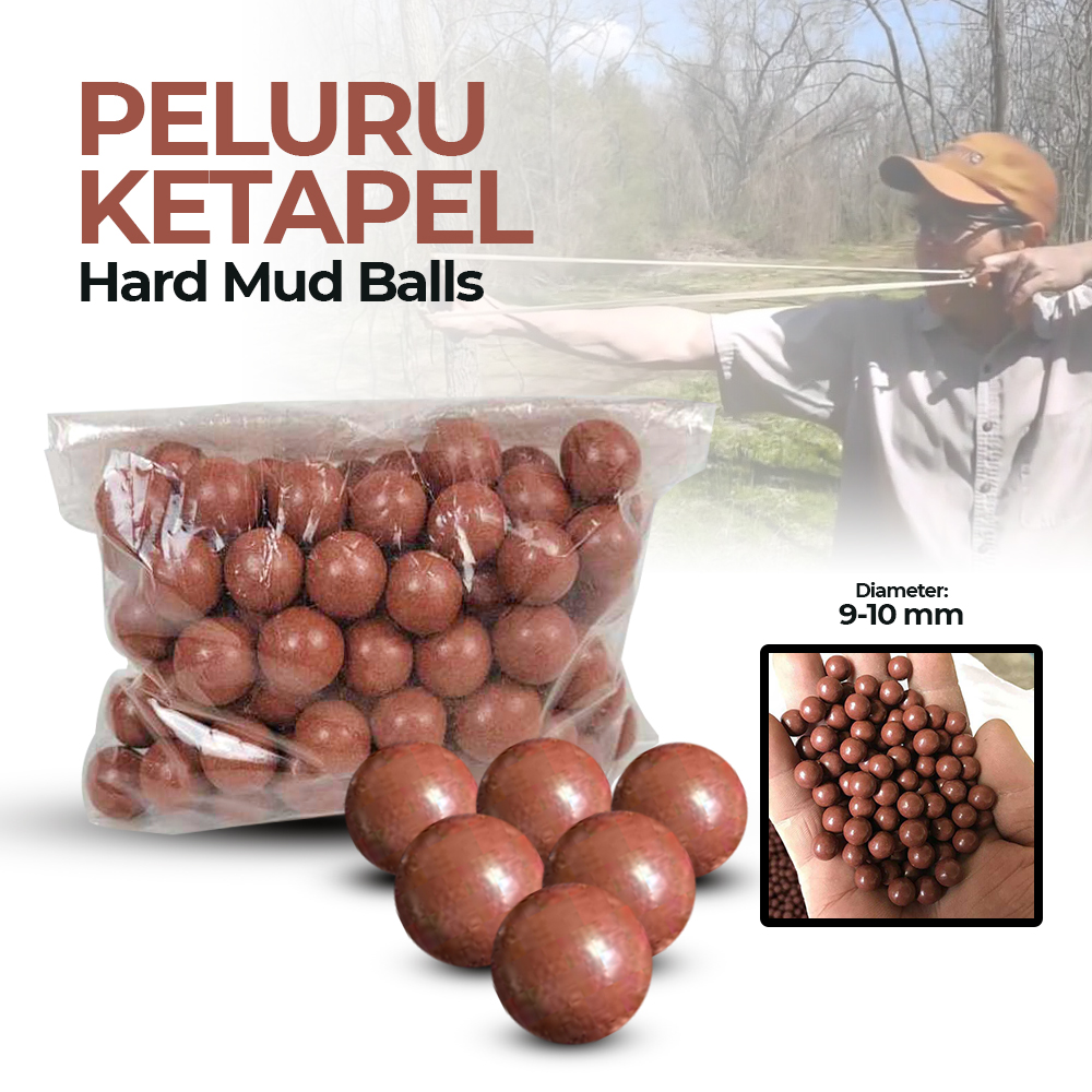 Yernea Peluru Ketapel Slingshot Ammo Hard Mud Balls 910mm 100 PCS