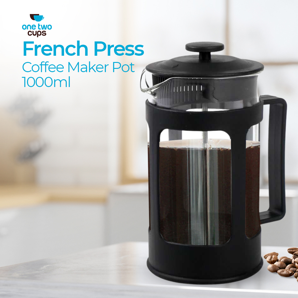 One Two Cups Teko Kopi French Press Coffee Maker Pot 1000 ml KG73I