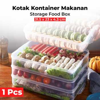 Luckyfox Kotak Kontainer Makanan Kulkas Storage Food Box 31.5x23x4.3cm - RFS48 - Transparent