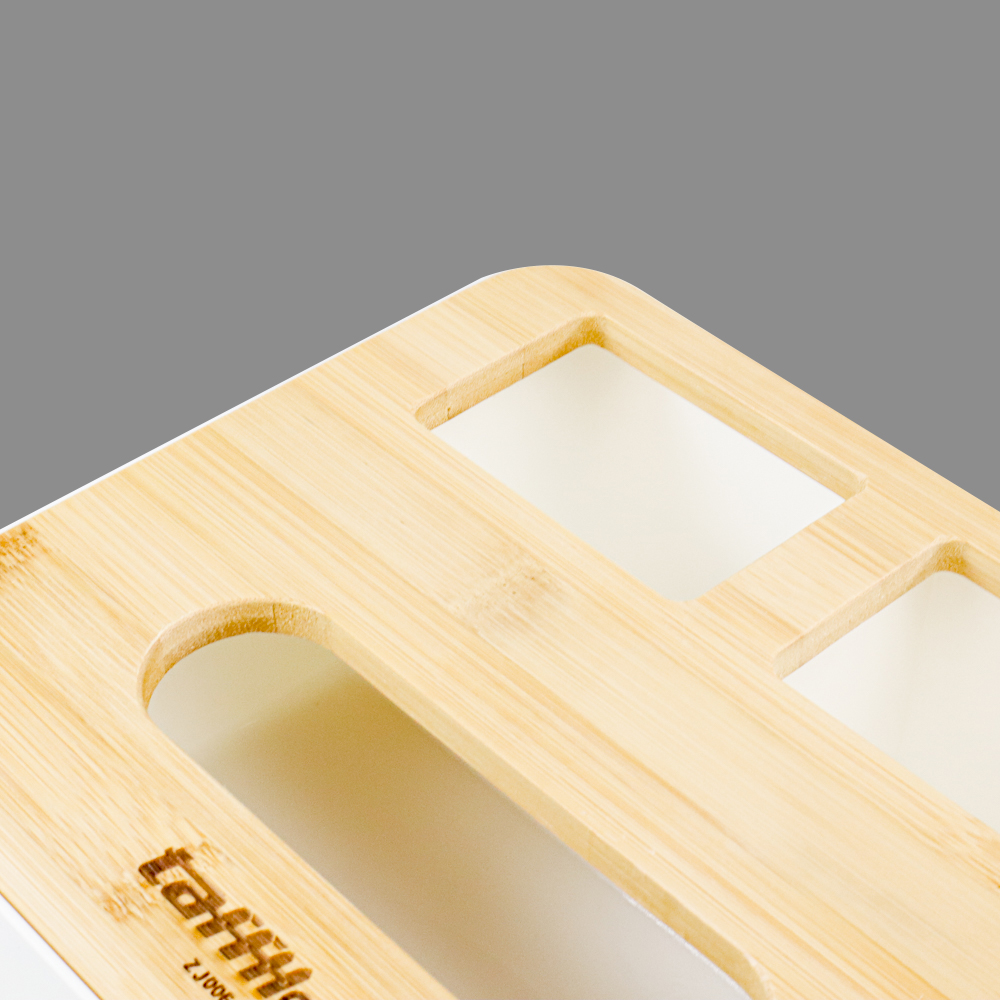 Gambar produk TaffHOME Kotak Tisu Kayu Tissue Box 3 Grid - ZJ006