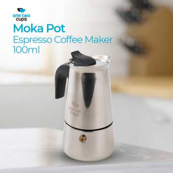 One Two Cups Espresso Coffee Maker Moka Pot Teko 100ml 2 Cup - Z20 - Silver