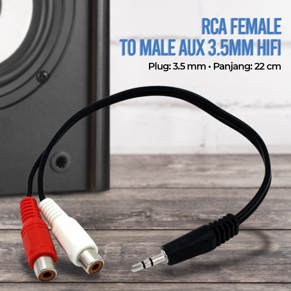 RCA Female to Male Aux 3.5mm HiFi LTS Black