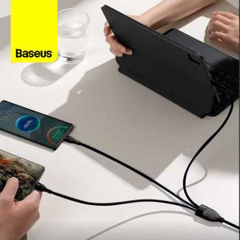 USB Kabel Data / Data Cable - Baseus Kabel Charger 5in1 Fast Charging USB Type C Micro USB Lightning - CB000003 - Black