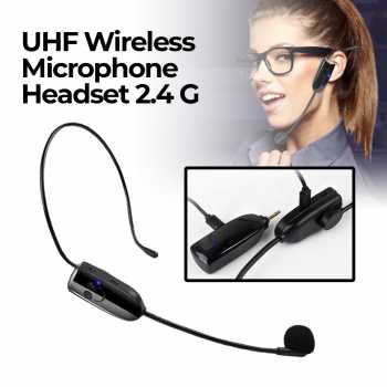 Hanjiang UHF Wireless Microphone Headset Mini Portable 2.4 G - HX-W021 - Black