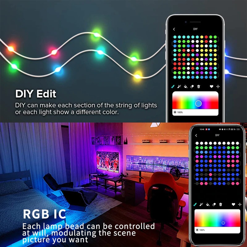 FLOVE Lampu Hias String Lights RGB Smart Bluetooth with Remote Control 5 Meter - FL22 Gambar produk FLOVE Lampu Hias String Lights RGB Smart Bluetooth with Remote Control 5 Meter - FL22 - 5