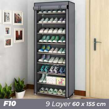 BKZ Rak Sepatu Sandal Multilayer Shoe Rack Cloth Storage 9 Layer - F8/F10 - Gray Silver