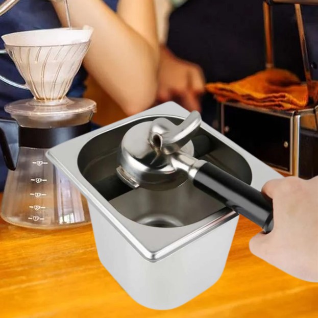 watchget Espresso Knock Box and Tamp Station, 4 In 1 Coffee Knock Box Compatible