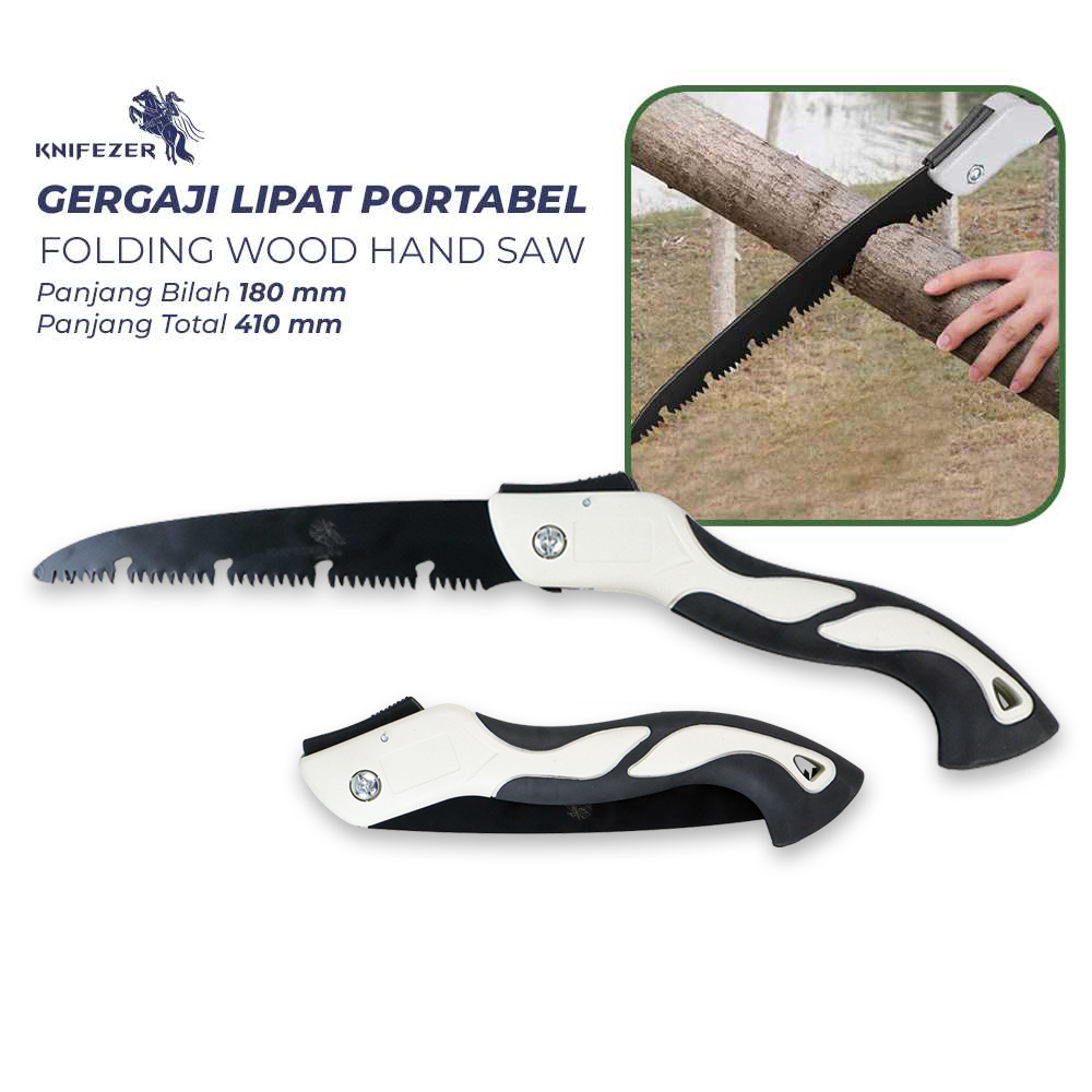Gambar produk KNIFEZER Gergaji Lipat Portabel Folding Wood Hand Saw 180 mm - LA146