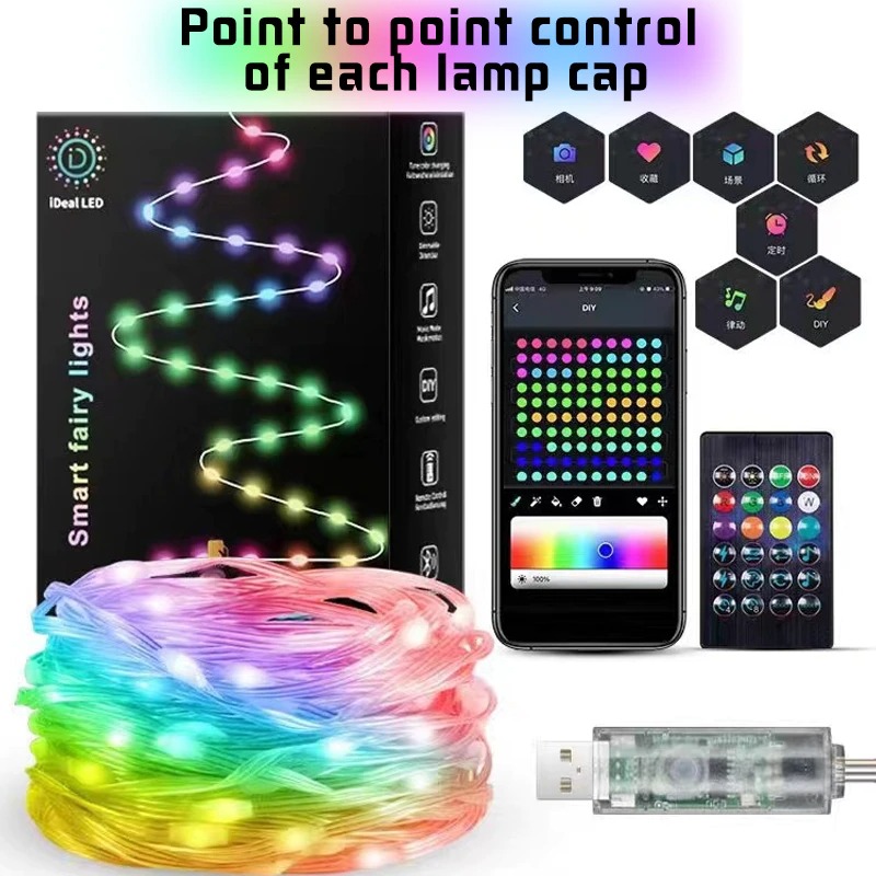 FLOVE Lampu Hias String Lights RGB Smart Bluetooth with Remote Control 5 Meter - FL22 Gambar produk FLOVE Lampu Hias String Lights RGB Smart Bluetooth with Remote Control 5 Meter - FL22 - 3
