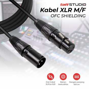 TaffSTUDIO Kabel XLR M/F OFC Microphone Karaoke Shielded 500 cm - BOF30 - Black