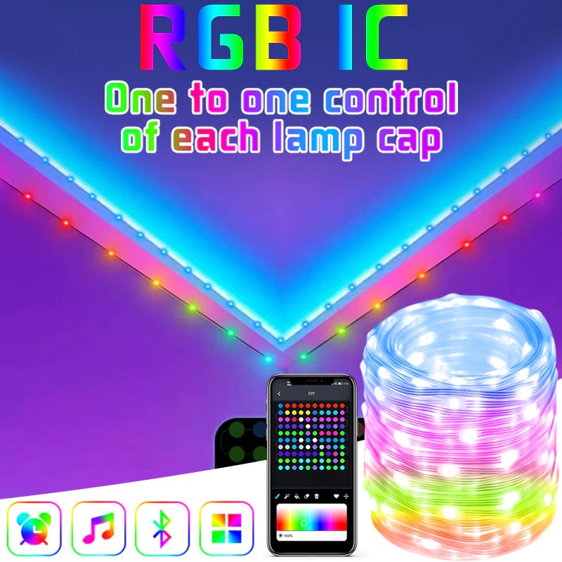 FLOVE Lampu Hias String Lights RGB Smart Bluetooth with Remote Control 5 Meter - FL22 Gambar produk FLOVE Lampu Hias String Lights RGB Smart Bluetooth with Remote Control 5 Meter - FL22 - 2