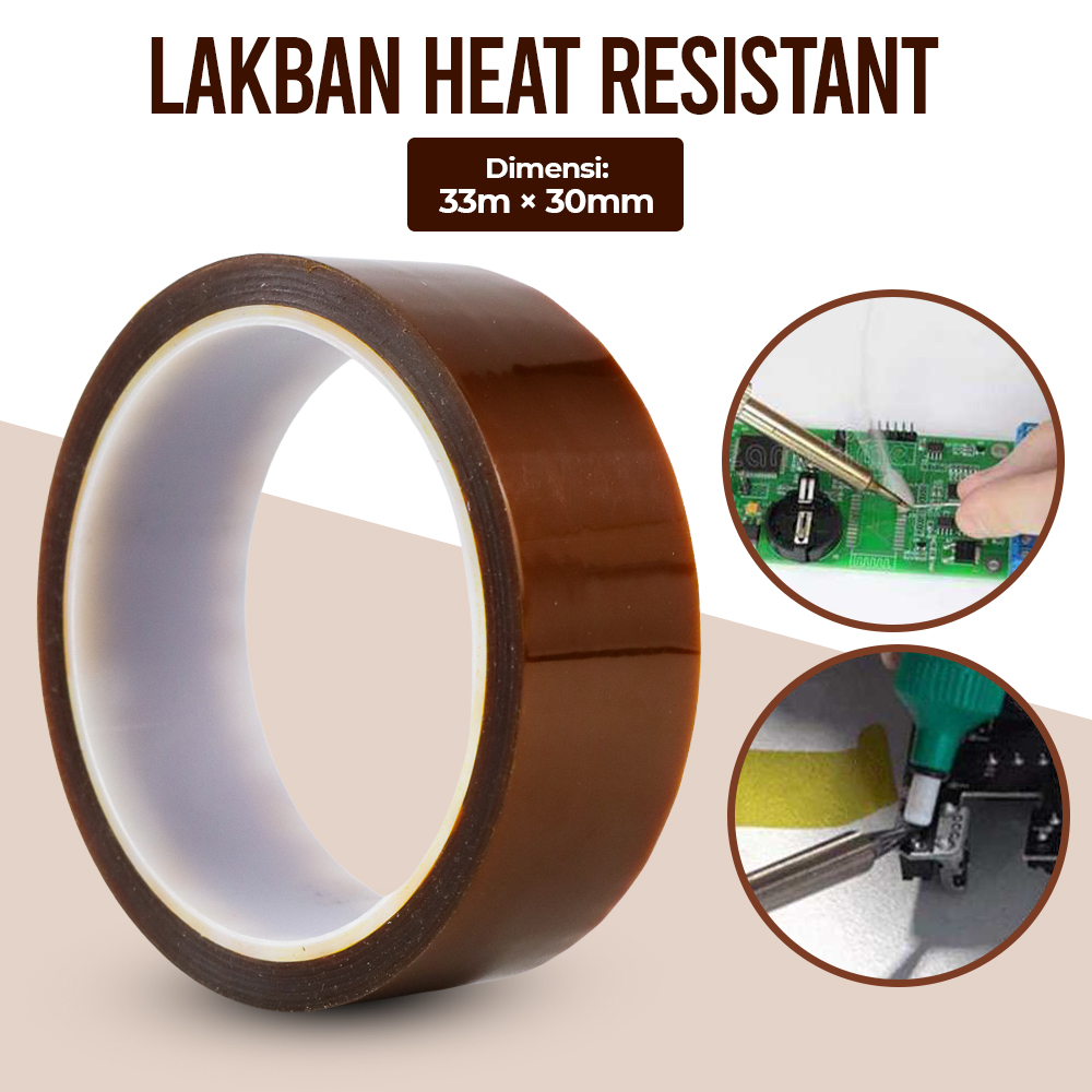 Gambar produk NIKTO Tape Lakban Heat Resistant Polyimide High Temperature Adhesive 33m x 30mm