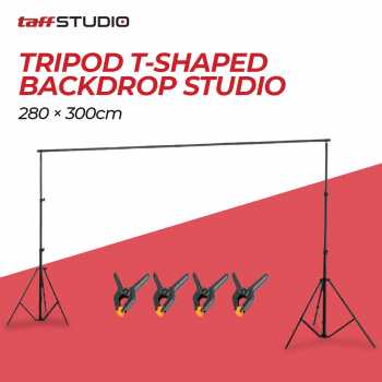 TaffSTUDIO Tripod T-Shaped Bracket Backdrop Studio 280x300cm - DD-112 - Black