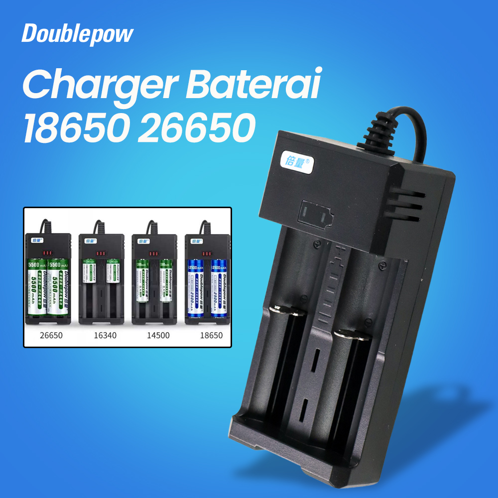 Gambar produk Doublepow Charger Baterai 18650 26650 Double Slot with Light Indicator - DP-K65