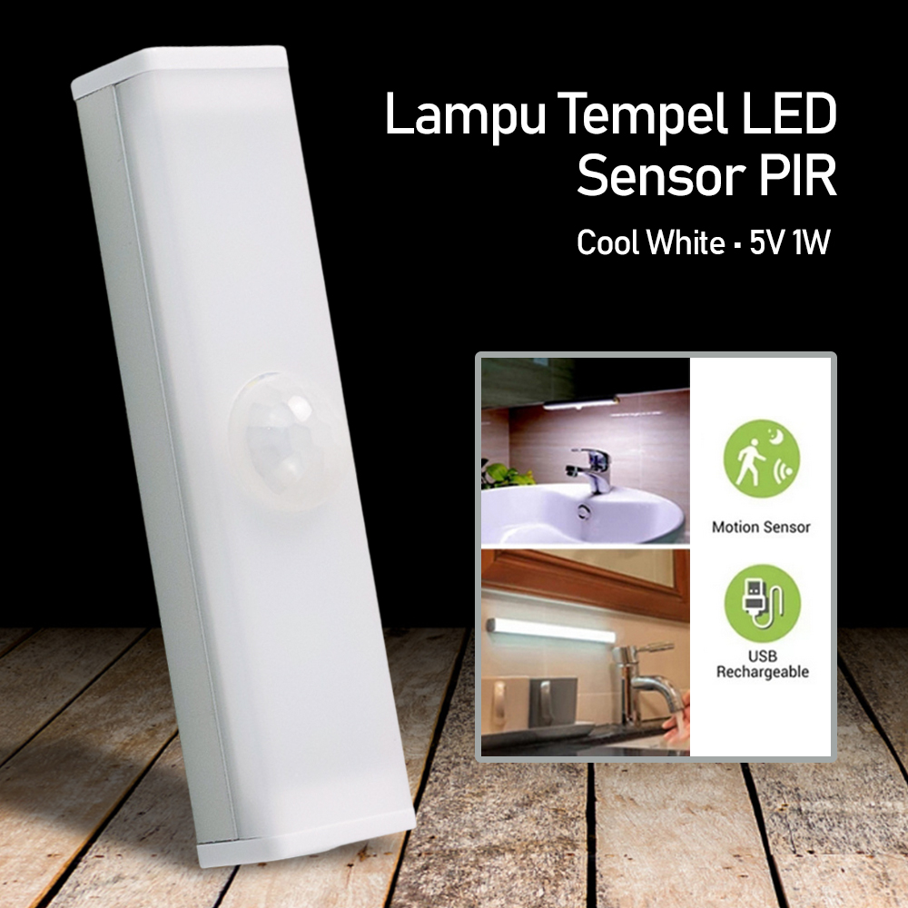 Sensor Led Usb Recharge Plutus Lampu Tempel LED Sensor PIR Cool White USB Recharge 5V 1W - Y191 ...