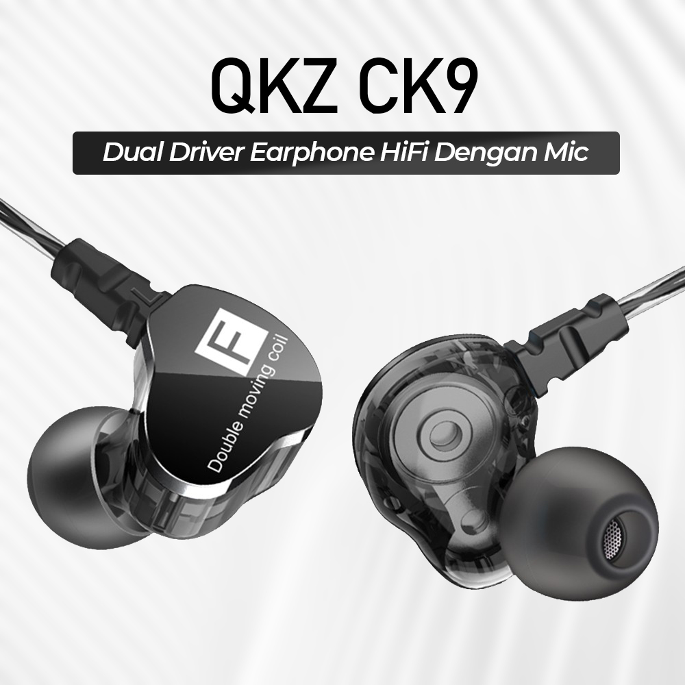 Gambar produk QKZ Dual Driver Earphone HiFi Dengan Mic - QKZ-CK9