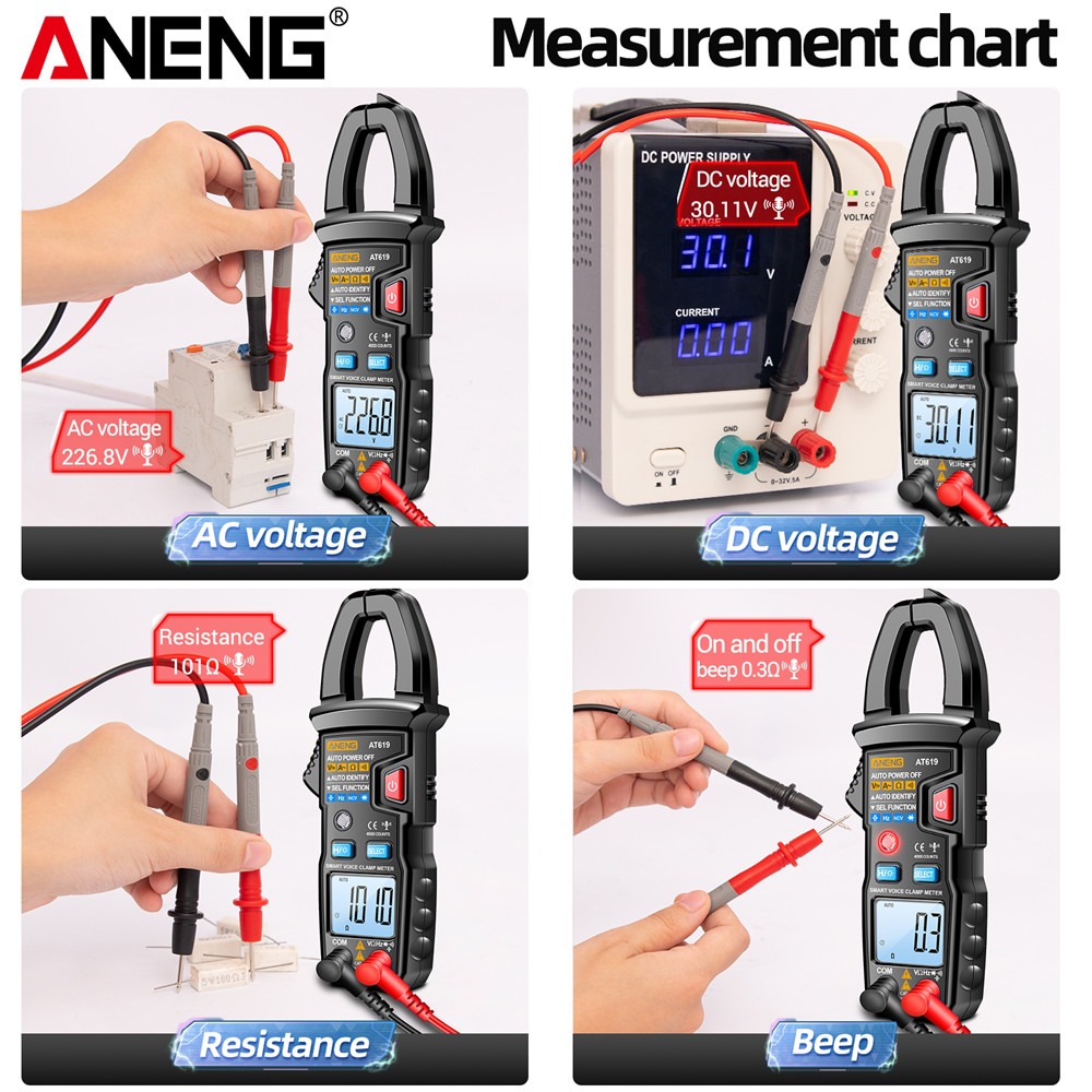 ANENG Digital Clamp Meter Voltage Tester Voice Broadcast 4000 Count