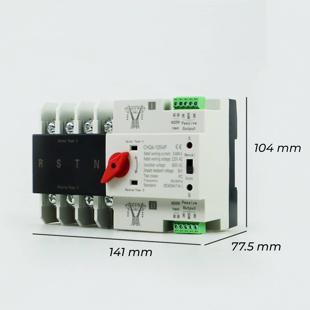 TOMZN Din Rail Power Supply Automatic Control Transfer Switch 4P 100A ...