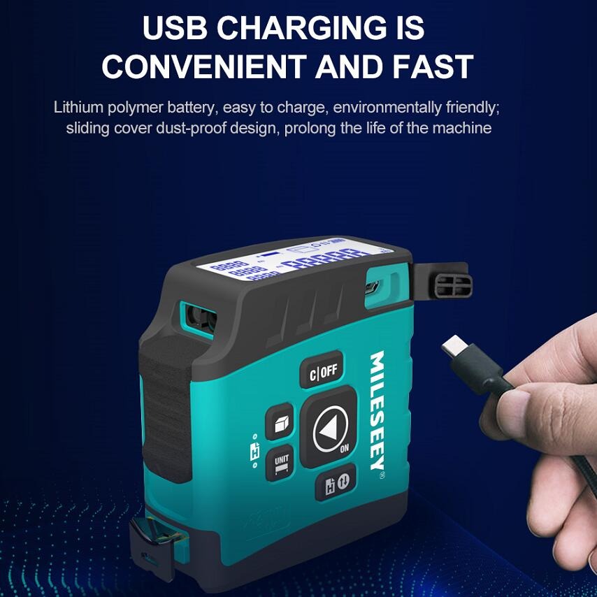 MILESEEY Meteran Laser Bluetooth Rangefinder Tape Measure 3 in 1 40M DT20 Green