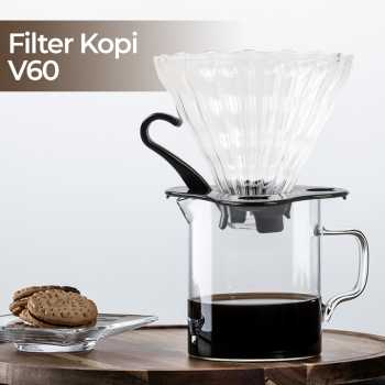 DUOLVQI Wadah Filter Kopi Kaca V60 Reusable Glass Coffee Dripper - SD-8106 - Transparent