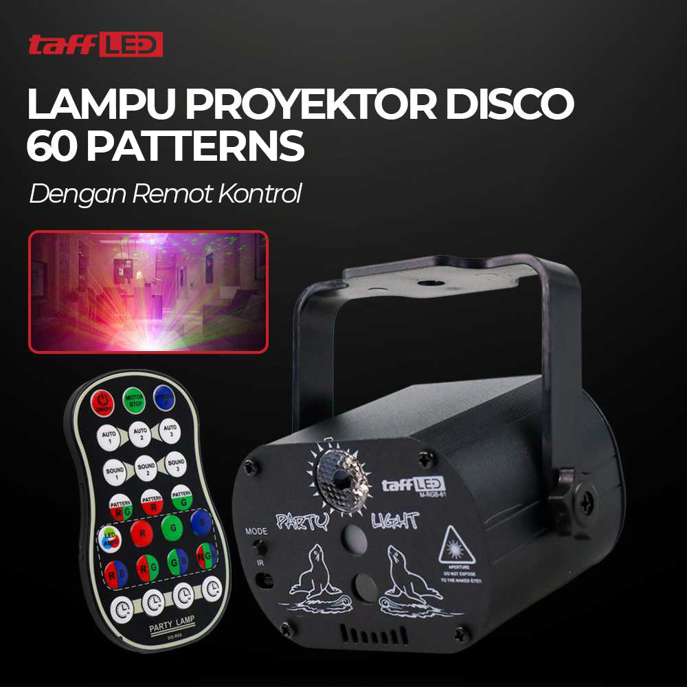 Gambar produk TaffLED Lampu Proyektor Disco USB 60 Patterns 240V with Remote Control - M-RGB-61