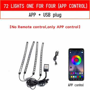 Gambar produk JIAMEN Lampu LED Strip Flexible Car Light Smart App USB 8 Color 4 PCS 36 LED - J72