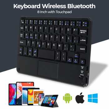Windyoung Keyboard Wireless Bluetooth 8 Inch with Touchpad - WD20 - Black