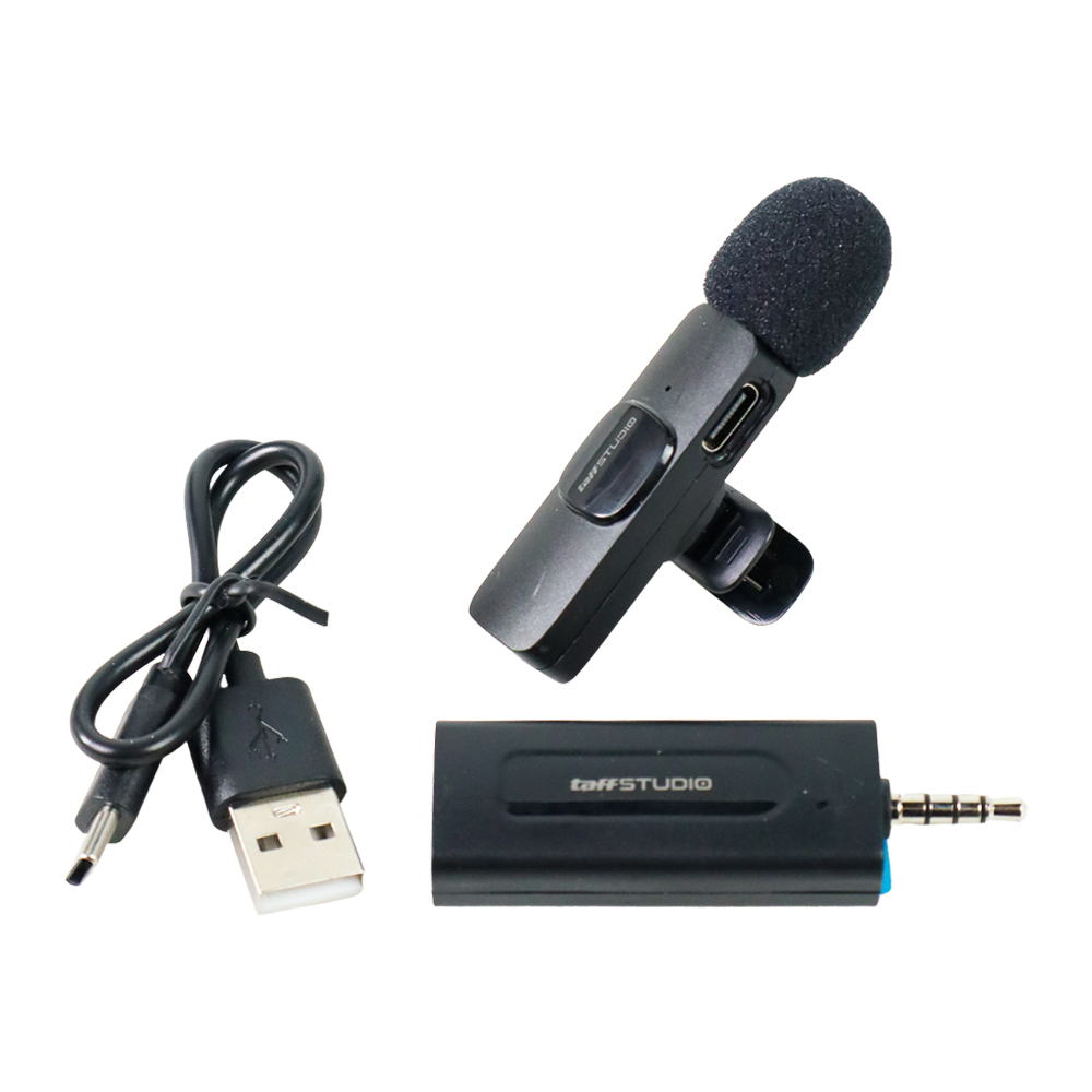 TaffSTUDIO Clip On Mic Wireless Noice Reduction Vlogging Singing 3.5mm