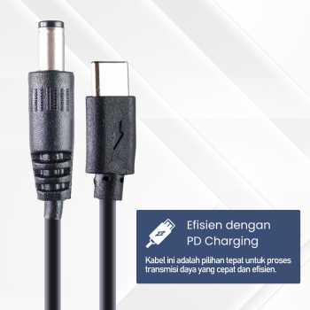 Gambar produk OOTDTY Kabel Power USB Type C to DC 5.5x2.5mm Charger Router CCTV 97CM 9V - PA12M