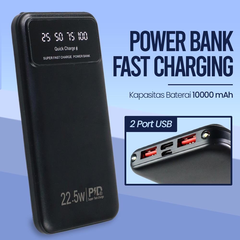 GOOJODOQ Power Bank Fast Charging Dual USB Output 22.5W 10000mAh