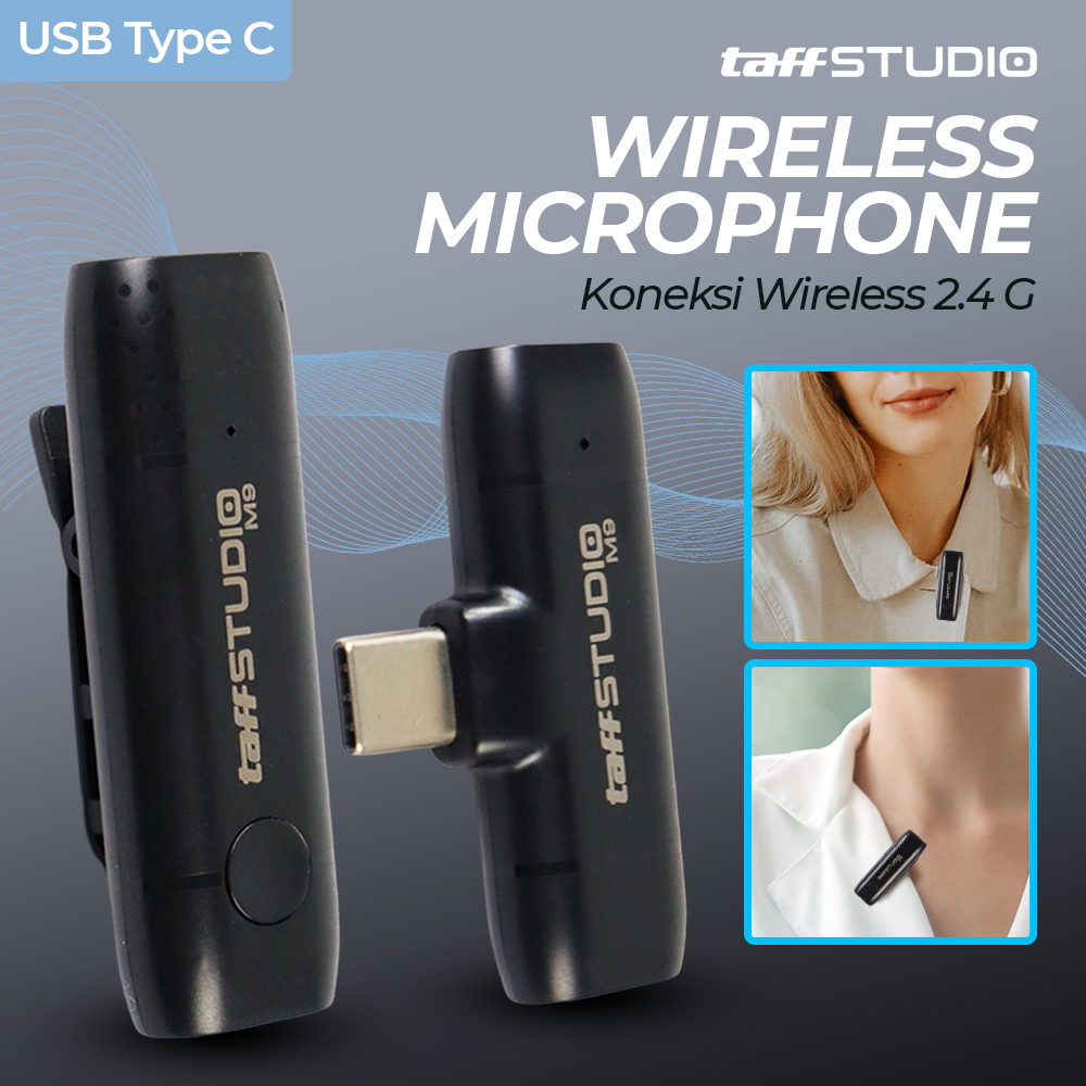 Gambar produk TaffSTUDIO Wireless Lavalier Lapel Microphone Live USB Type C 2.4G - M9