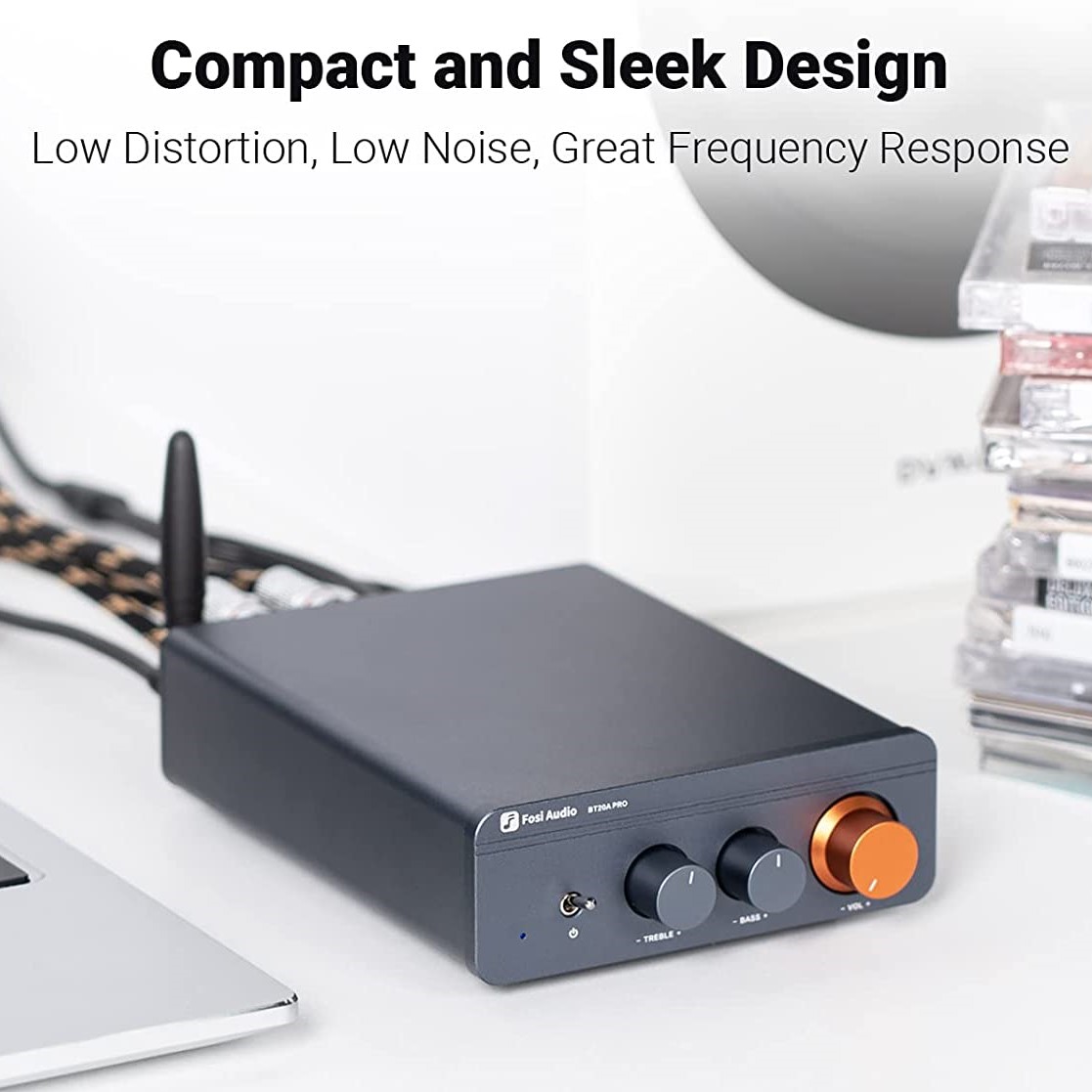 Fosi Audio Amplifier Bluetooth 5.0 Treble and Bass 300W x2 TPA3255