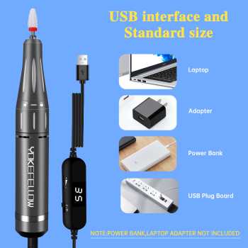 YOKE FELLOW Alat Kikir Kuku Elektrik Nail Polish Drill Machine USB - UV-201 - Gray
