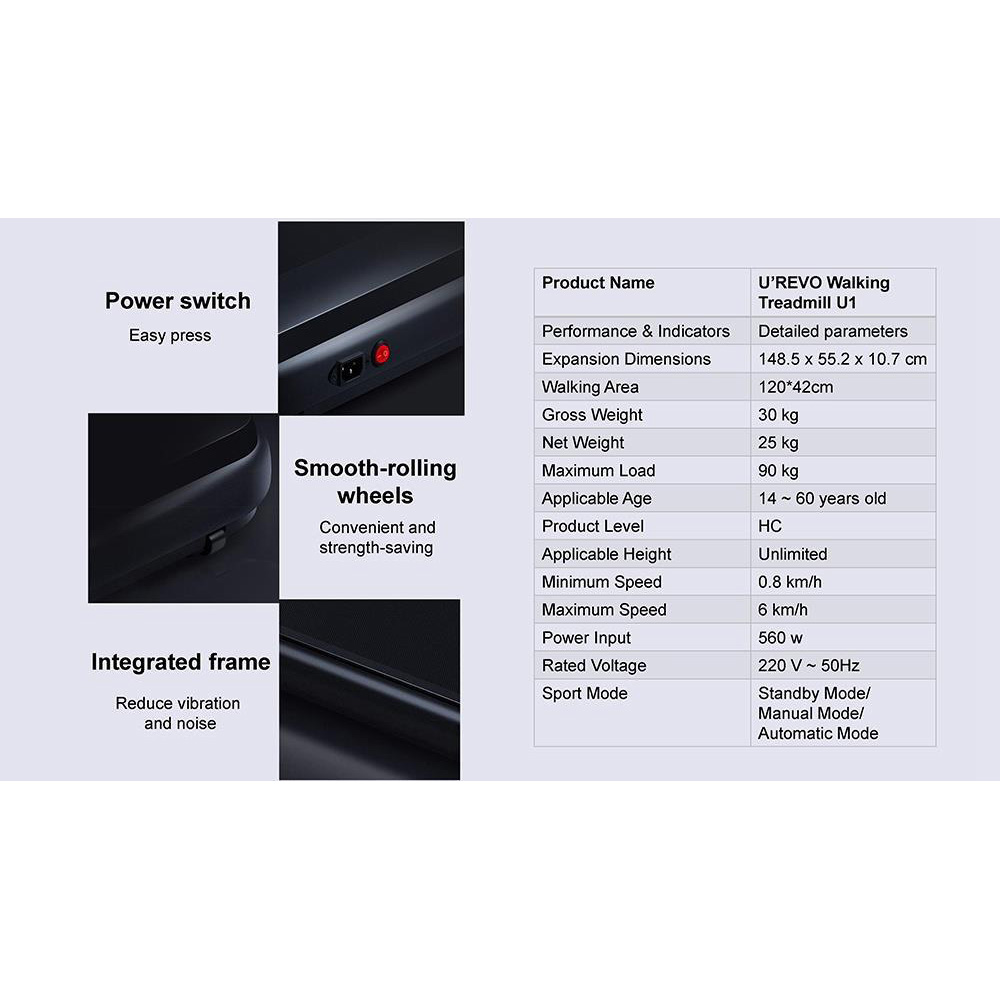 Urevo WalkingPad Indoor Exercise Smart Treadmill - U1 Gambar produk Urevo WalkingPad Indoor Exercise Smart Treadmill - U1