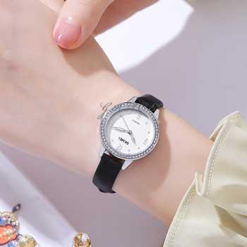 SKMEI Jam Tangan Wanita Analog Watch Leather Strap Waterproof 30M - 2027 - Silver Black