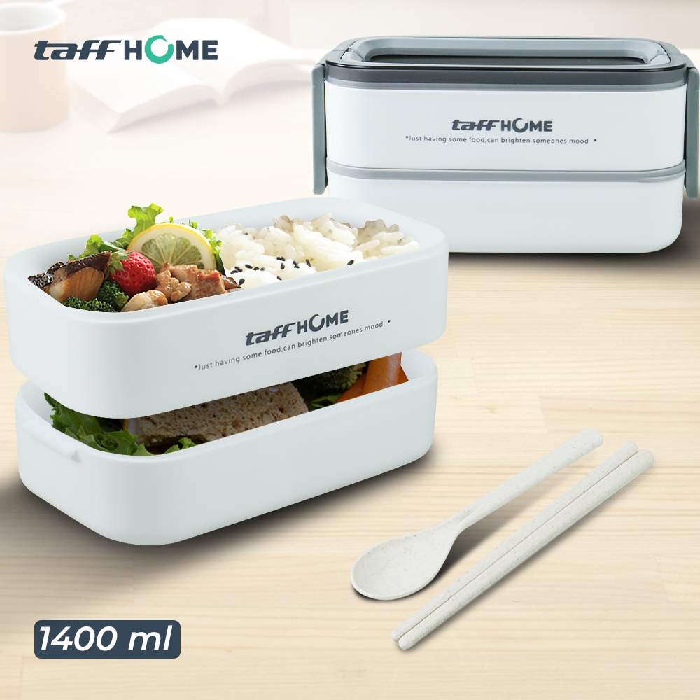 TaffHOME Kotak Makan Bento Lunch Box 4 J274 White